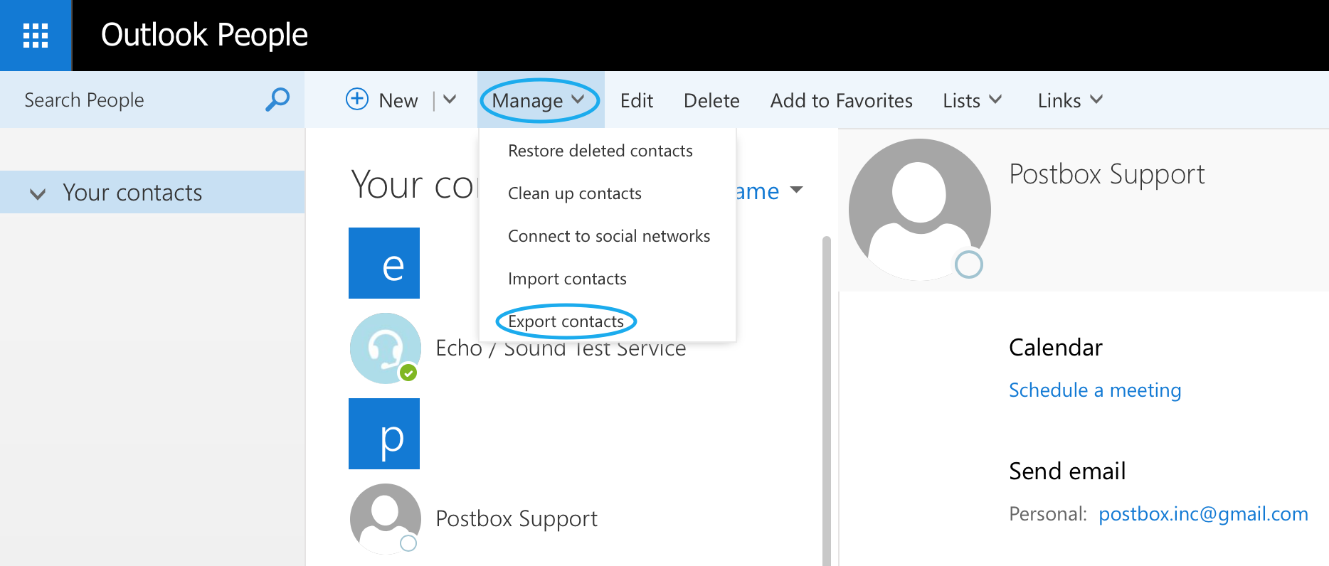 outlook.com export contacts to csv