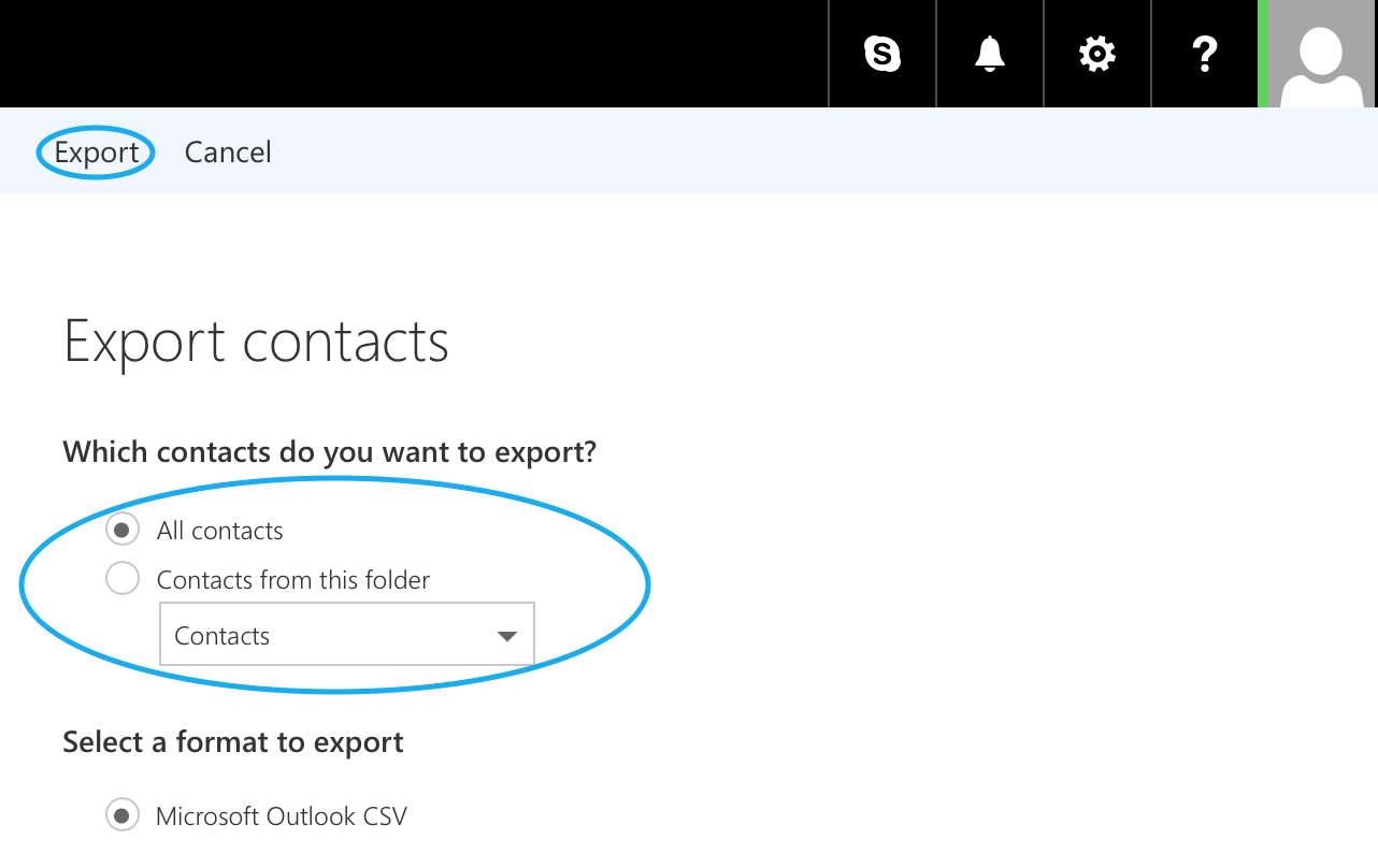 windows live export contacts