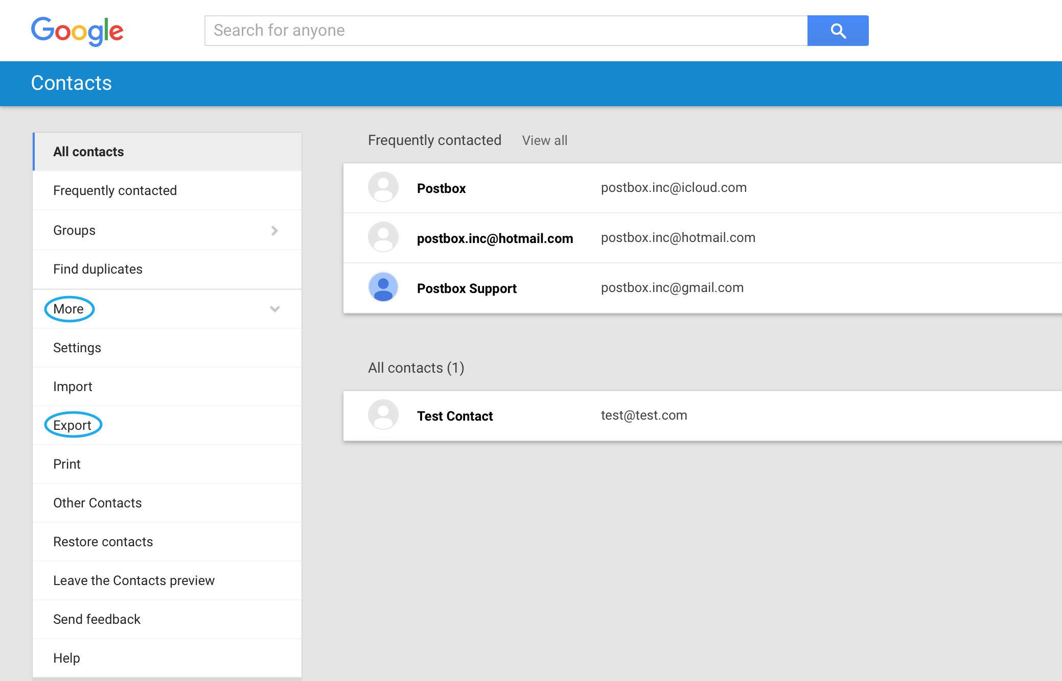 android import contacts from google